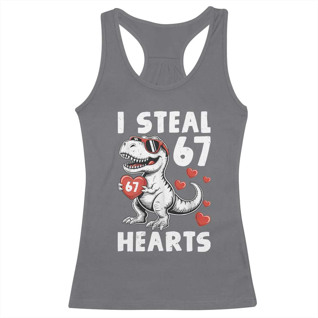 Funny I Steal 67 Hearts Valentines Day Six Seven Meme Racerback Tank Top TS11 Charcoal Print Your Wear