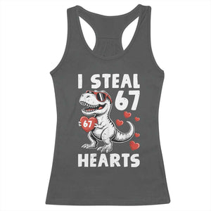 Funny I Steal 67 Hearts Valentines Day Six Seven Meme Racerback Tank Top TS11 Dark Heather Print Your Wear