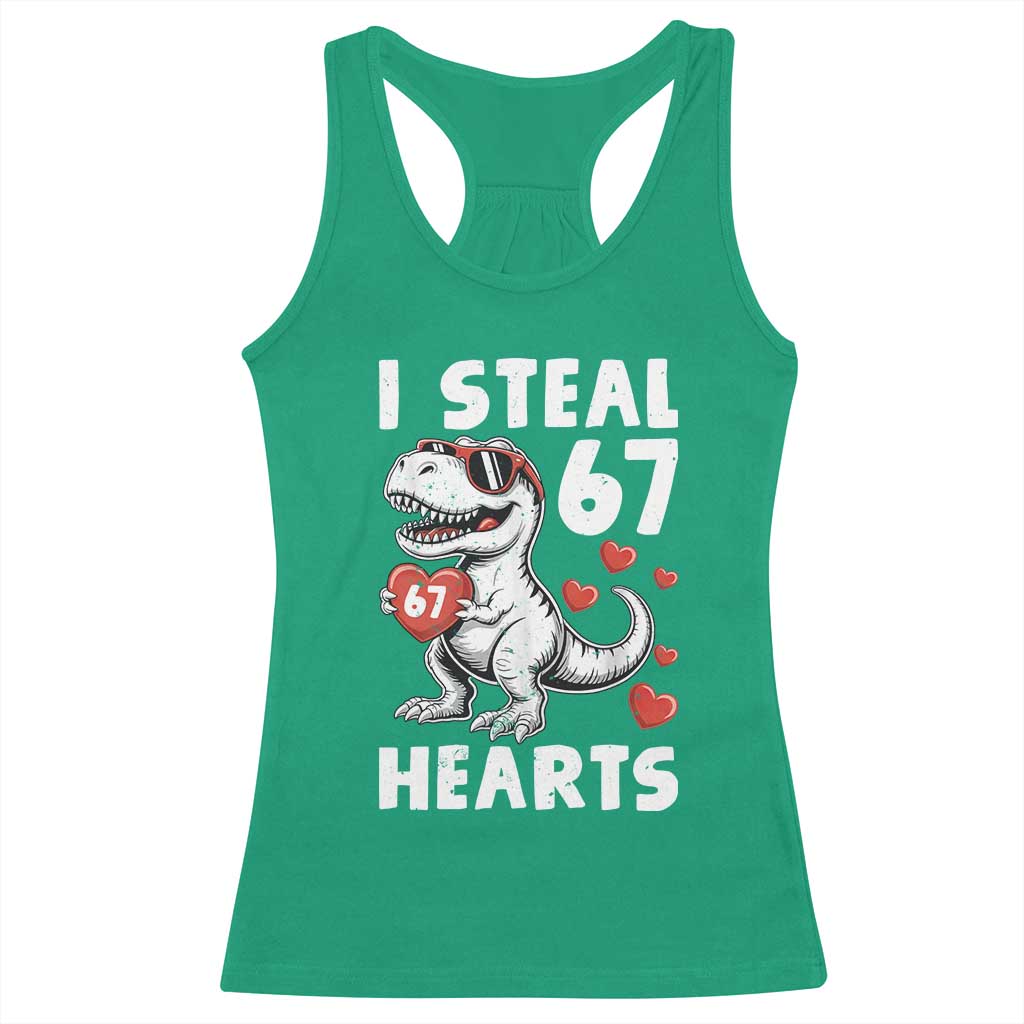 Funny I Steal 67 Hearts Valentines Day Six Seven Meme Racerback Tank Top TS11 Irish Green Print Your Wear