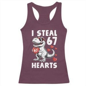 Funny I Steal 67 Hearts Valentines Day Six Seven Meme Racerback Tank Top TS11 Maroon Print Your Wear