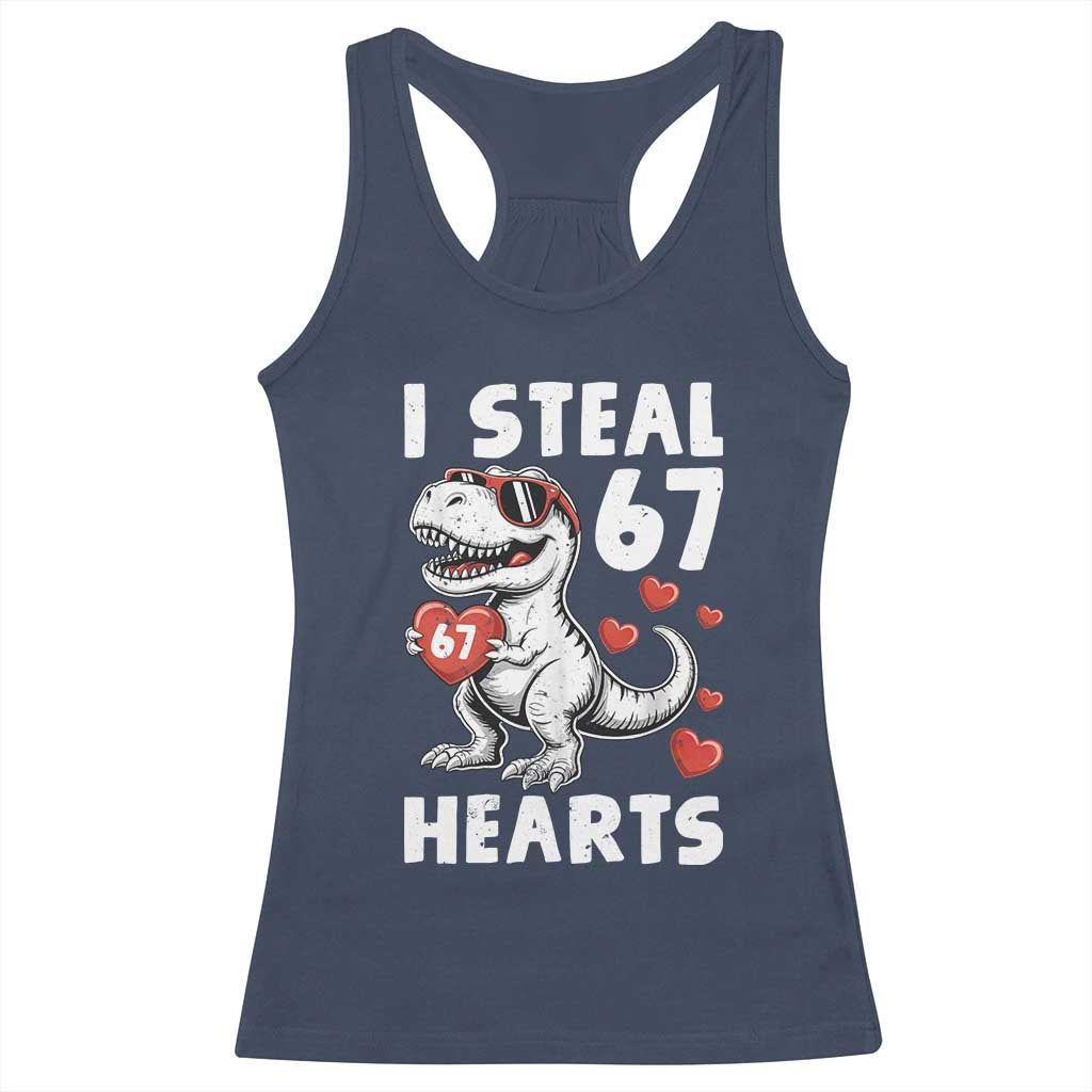 Funny I Steal 67 Hearts Valentines Day Six Seven Meme Racerback Tank Top TS11 Navy Print Your Wear