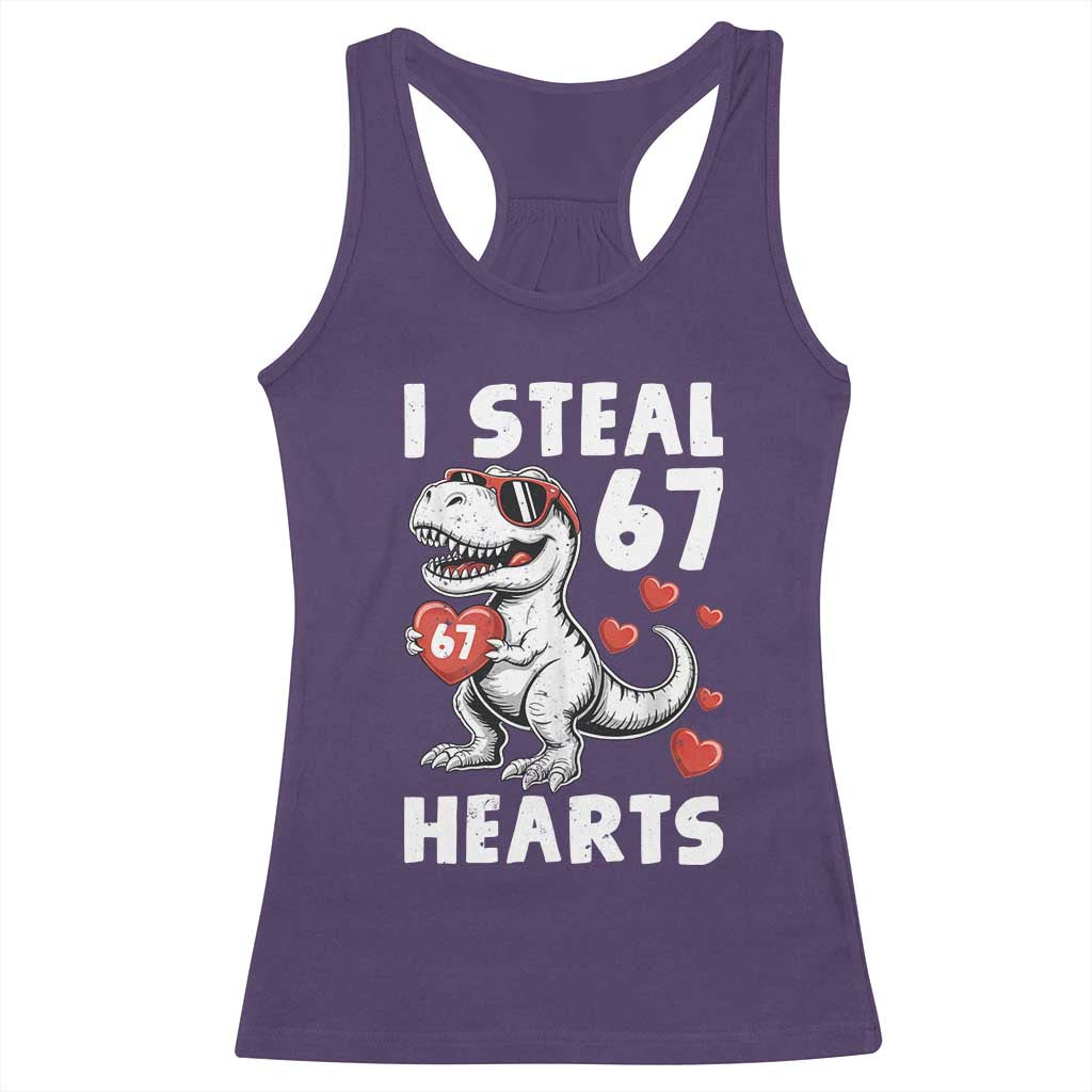 Funny I Steal 67 Hearts Valentines Day Six Seven Meme Racerback Tank Top TS11 Purple Print Your Wear