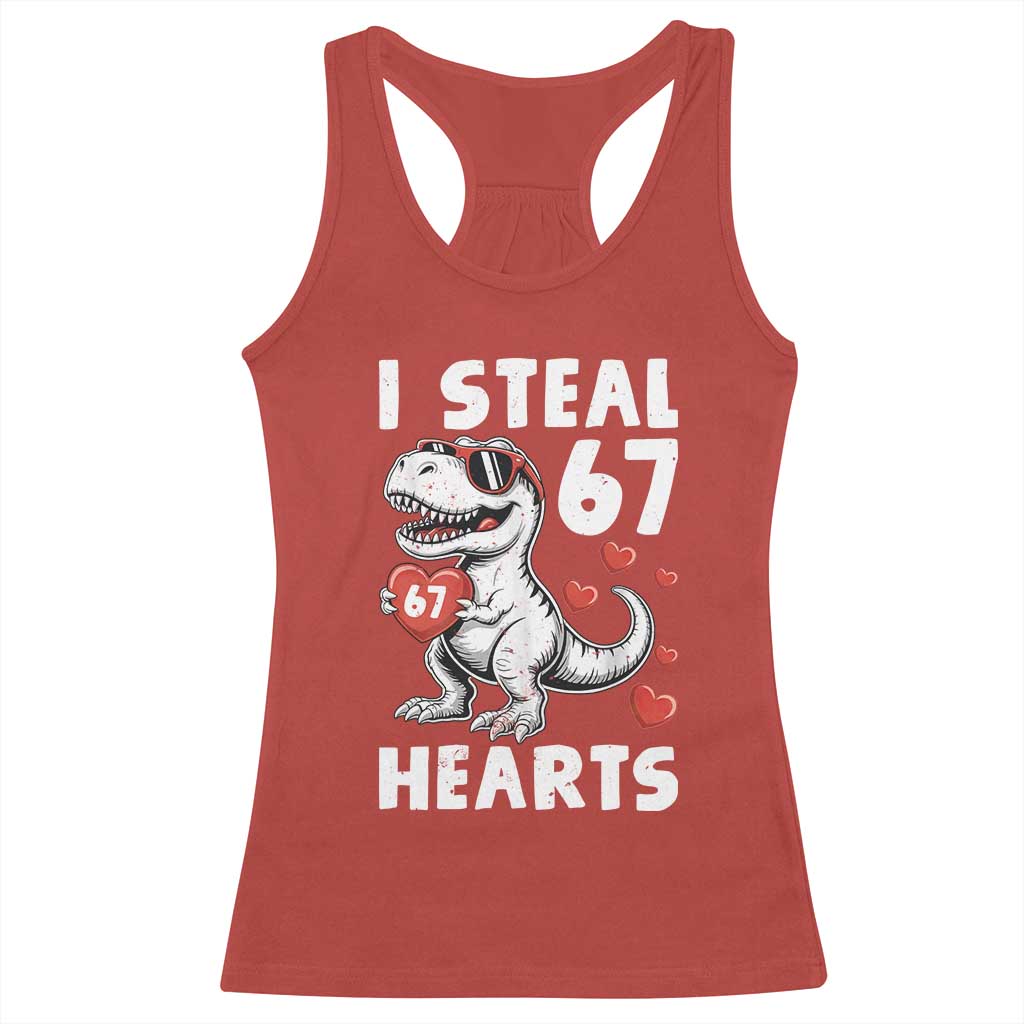 Funny I Steal 67 Hearts Valentines Day Six Seven Meme Racerback Tank Top TS11 Red Print Your Wear