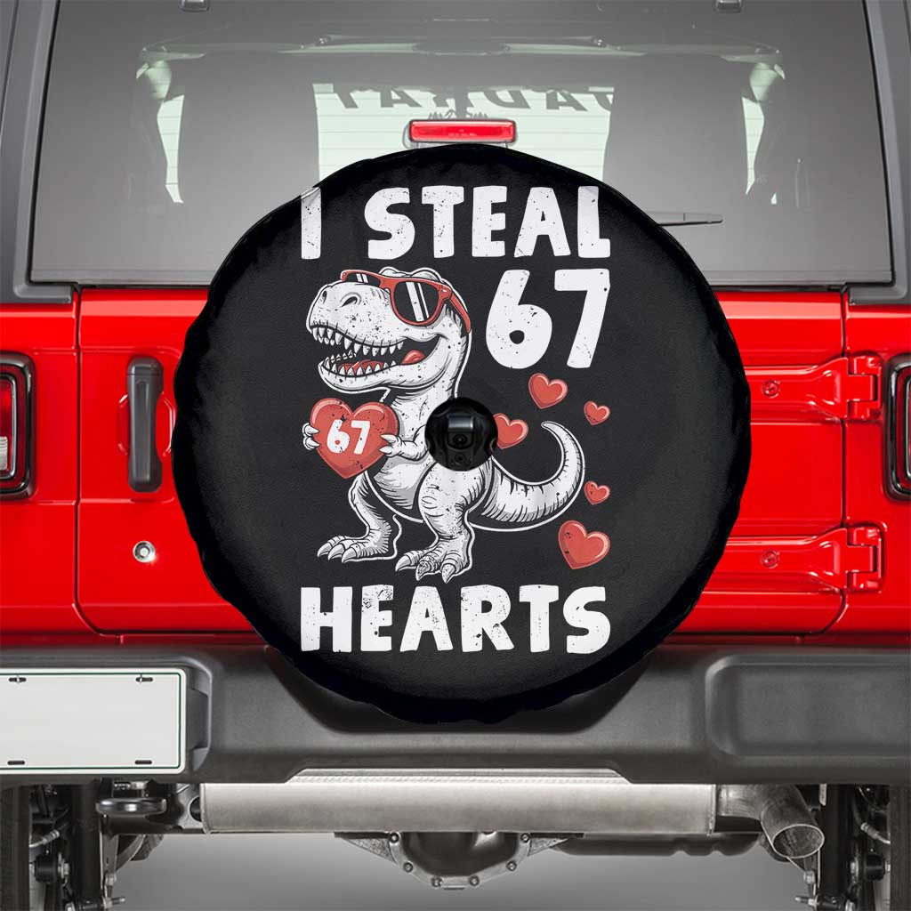 Funny I Steal 67 Hearts Valentines Day Six Seven Meme Spare Tire Cover TS11 Black Print Your Wear