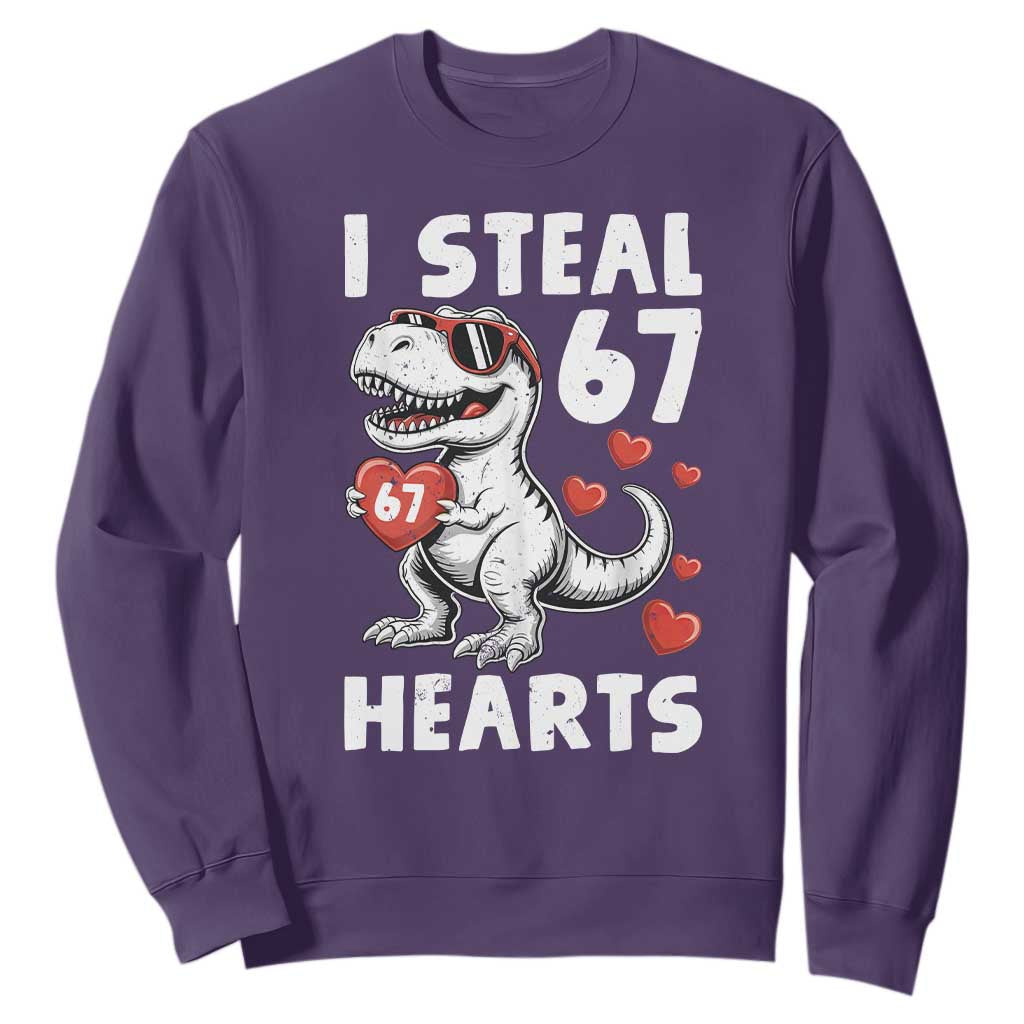 Funny I Steal 67 Hearts Valentines Day Six Seven Meme Sweatshirt TS11 Purple Print Your Wear