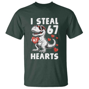 Funny I Steal 67 Hearts Valentines Day Six Seven Meme T Shirt TS11 Dark Forest Green Print Your Wear