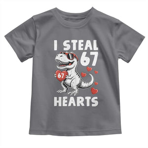 Funny I Steal 67 Hearts Valentines Day Six Seven Meme Toddler T Shirt TS11 Charcoal Print Your Wear