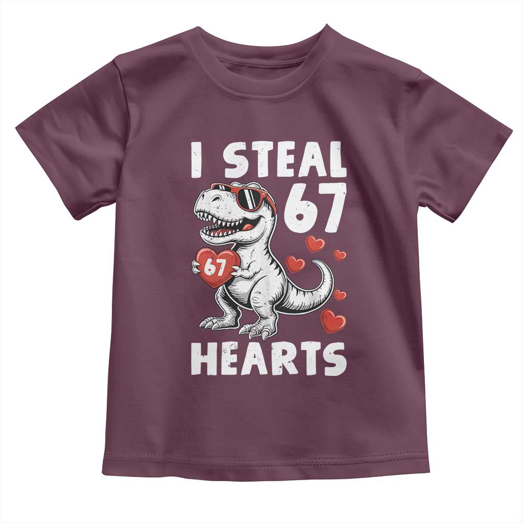 Funny I Steal 67 Hearts Valentines Day Six Seven Meme Toddler T Shirt TS11 Maroon Print Your Wear