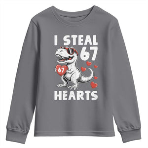 Funny I Steal 67 Hearts Valentines Day Six Seven Meme Youth Sweatshirt TS11 Charcoal Print Your Wear