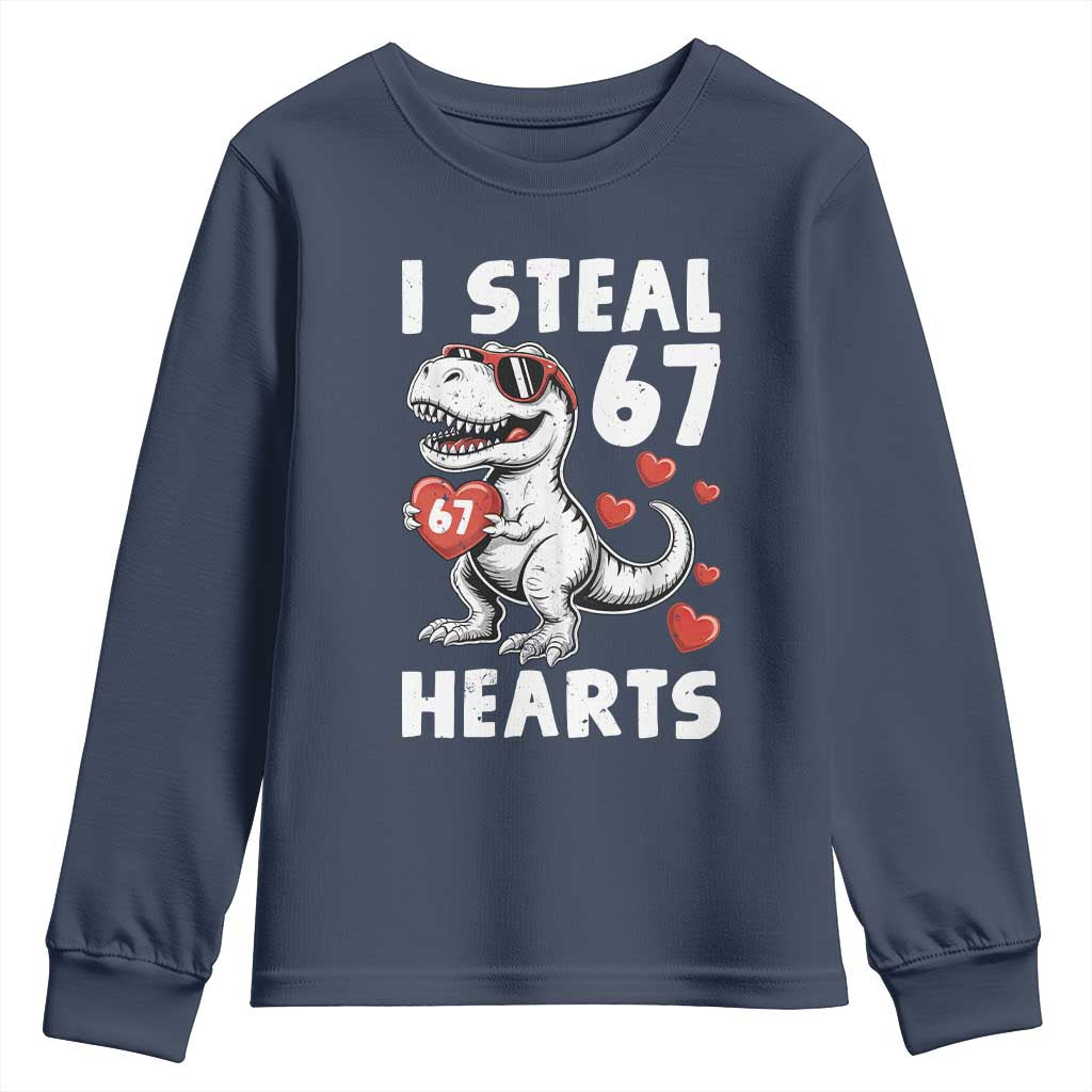 Funny I Steal 67 Hearts Valentines Day Six Seven Meme Youth Sweatshirt TS11 Navy Print Your Wear