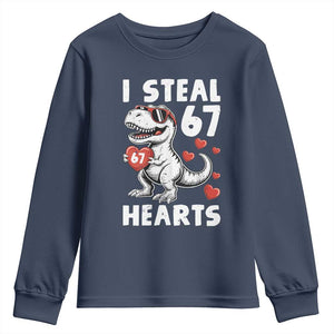 Funny I Steal 67 Hearts Valentines Day Six Seven Meme Youth Sweatshirt TS11 Navy Print Your Wear