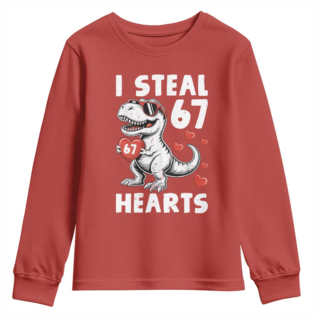 Funny I Steal 67 Hearts Valentines Day Six Seven Meme Youth Sweatshirt TS11 Red Print Your Wear