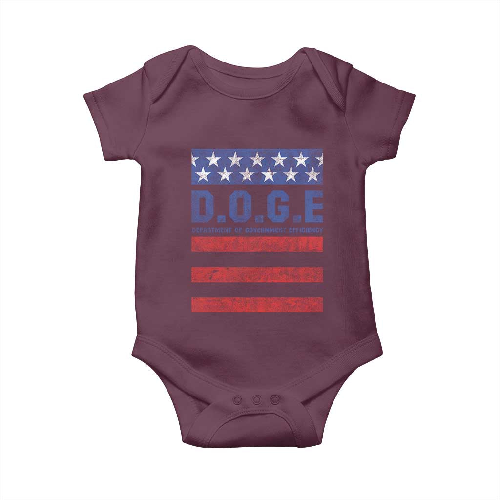Trump Musk DOGE Baby Onesie Department Of Government Efficiency Vintage American Flag Stripes TS11 Maroon Print Your Wear
