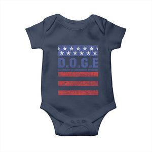 Trump Musk DOGE Baby Onesie Department Of Government Efficiency Vintage American Flag Stripes TS11 Navy Print Your Wear
