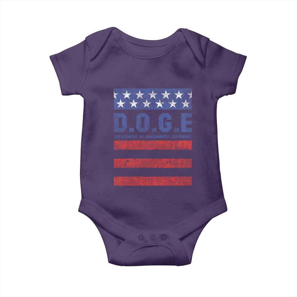 Trump Musk DOGE Baby Onesie Department Of Government Efficiency Vintage American Flag Stripes TS11 Purple Print Your Wear