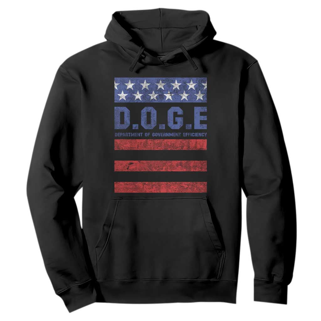 Trump Musk DOGE Hoodie Department Of Government Efficiency Vintage American Flag Stripes TS11 Black Print Your Wear