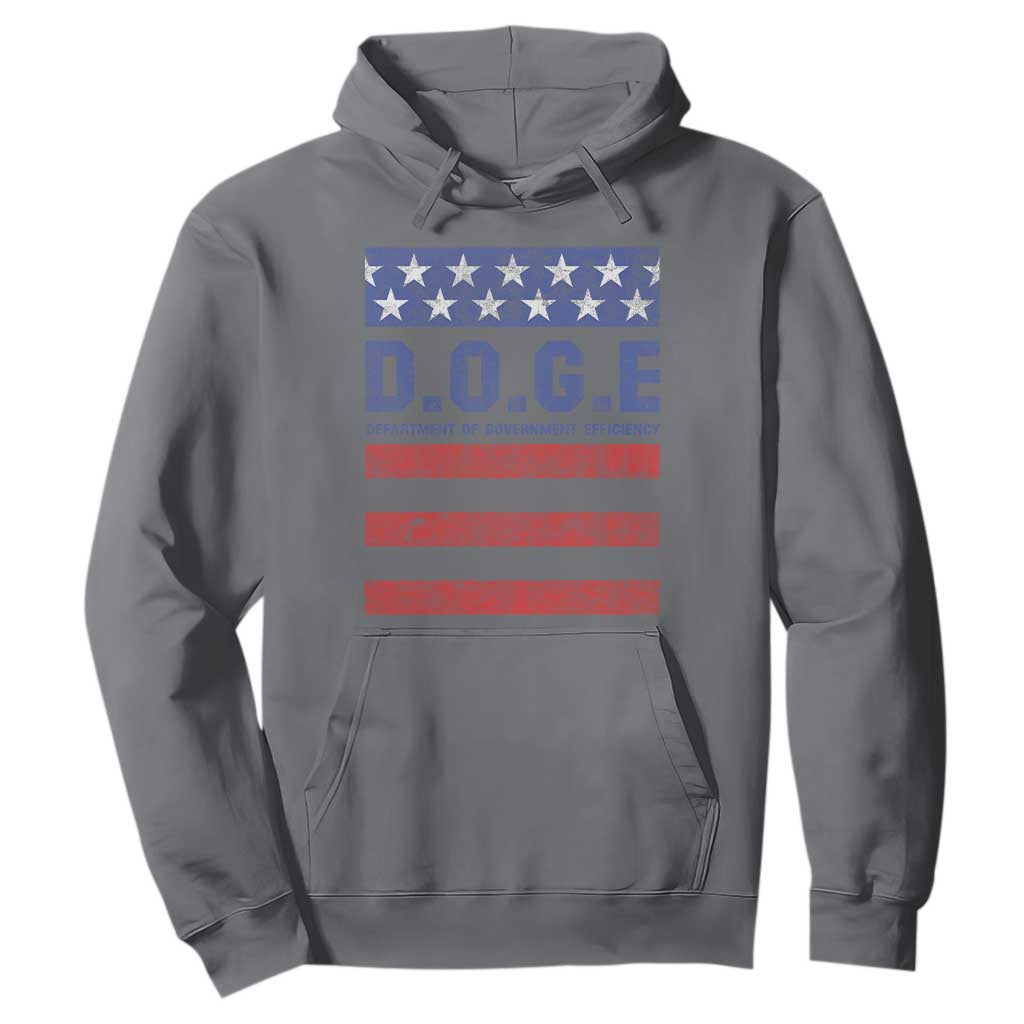 Trump Musk DOGE Hoodie Department Of Government Efficiency Vintage American Flag Stripes TS11 Charcoal Print Your Wear