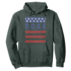 Trump Musk DOGE Hoodie Department Of Government Efficiency Vintage American Flag Stripes TS11 Dark Forest Green Print Your Wear