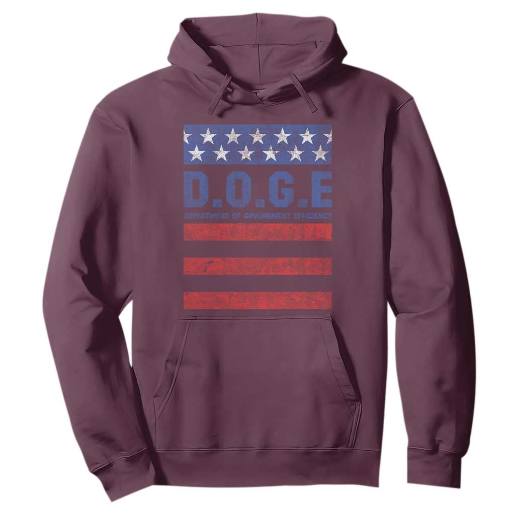 Trump Musk DOGE Hoodie Department Of Government Efficiency Vintage American Flag Stripes TS11 Maroon Print Your Wear