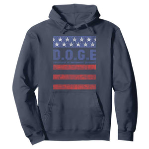 Trump Musk DOGE Hoodie Department Of Government Efficiency Vintage American Flag Stripes TS11 Navy Print Your Wear