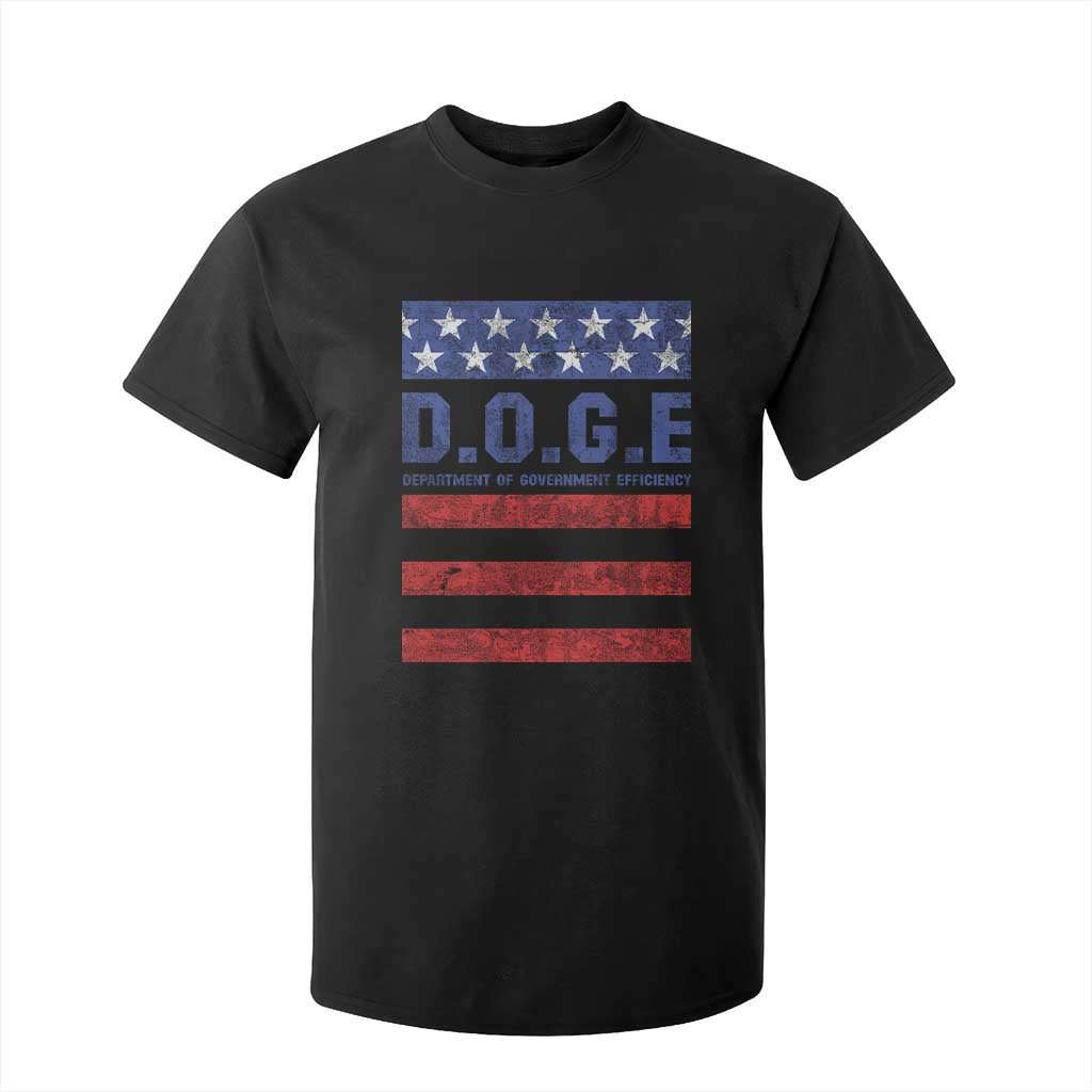 Trump Musk DOGE T Shirt For Kid Department Of Government Efficiency Vintage American Flag Stripes TS11 Black Print Your Wear