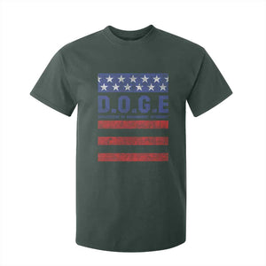 Trump Musk DOGE T Shirt For Kid Department Of Government Efficiency Vintage American Flag Stripes TS11 Dark Forest Green Print Your Wear