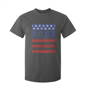 Trump Musk DOGE T Shirt For Kid Department Of Government Efficiency Vintage American Flag Stripes TS11 Dark Heather Print Your Wear