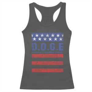 Trump Musk DOGE Racerback Tank Top Department Of Government Efficiency Vintage American Flag Stripes TS11 Dark Heather Print Your Wear
