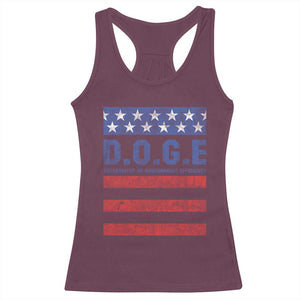 Trump Musk DOGE Racerback Tank Top Department Of Government Efficiency Vintage American Flag Stripes TS11 Maroon Print Your Wear