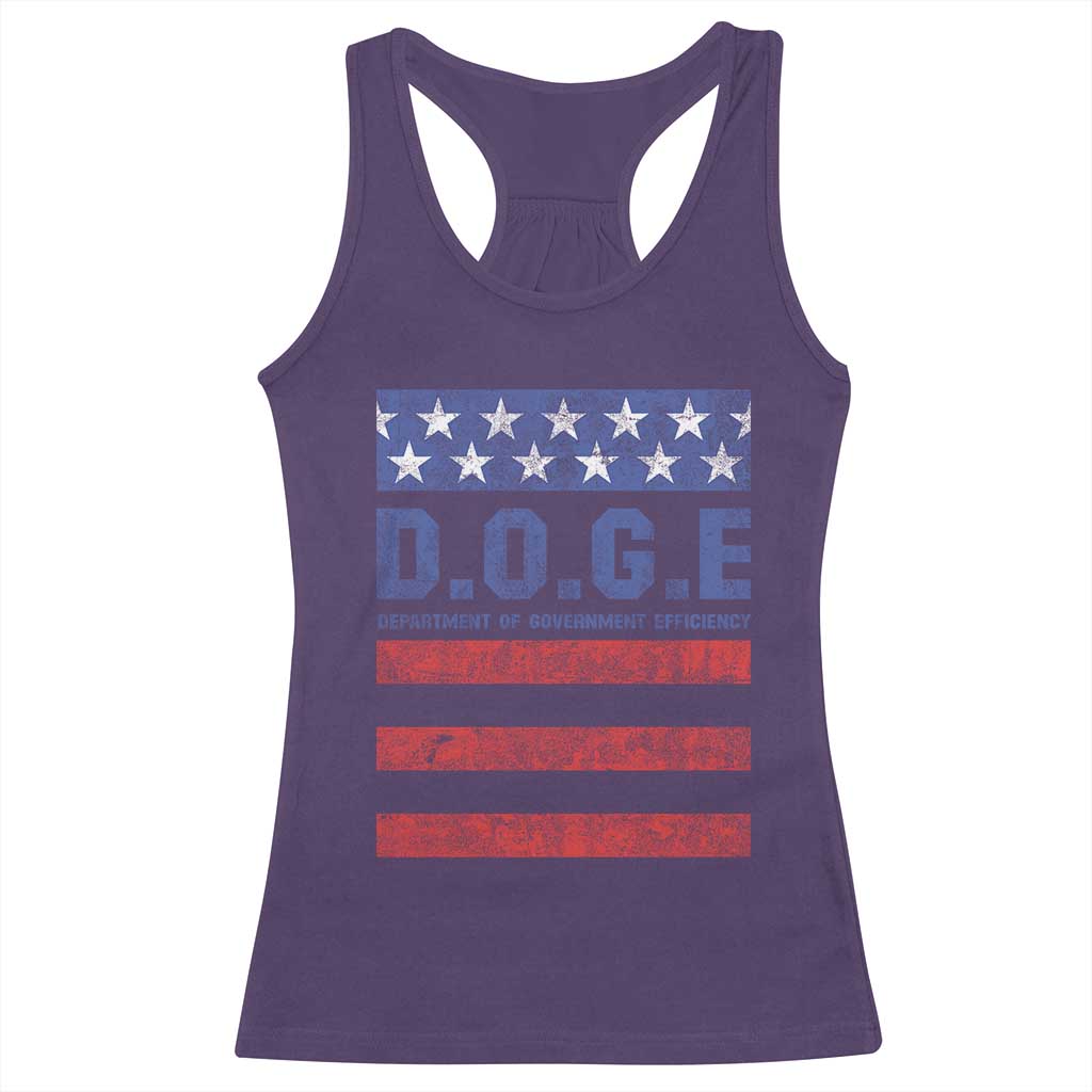 Trump Musk DOGE Racerback Tank Top Department Of Government Efficiency Vintage American Flag Stripes TS11 Purple Print Your Wear
