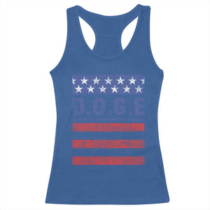 Trump Musk DOGE Racerback Tank Top Department Of Government Efficiency Vintage American Flag Stripes TS11 Royal Blue Print Your Wear