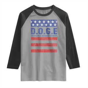 Trump Musk DOGE Raglan Shirt Department Of Government Efficiency Vintage American Flag Stripes TS11 Sport Gray Black Print Your Wear