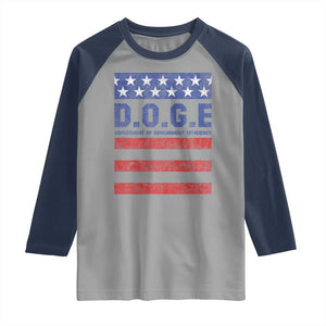 Trump Musk DOGE Raglan Shirt Department Of Government Efficiency Vintage American Flag Stripes TS11 Sport Gray Navy Print Your Wear