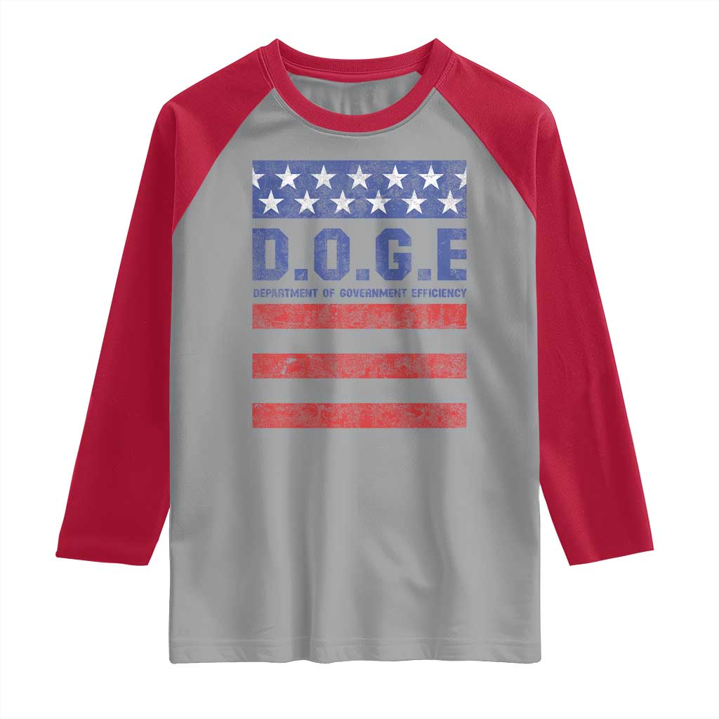 Trump Musk DOGE Raglan Shirt Department Of Government Efficiency Vintage American Flag Stripes TS11 Sport Gray Red Print Your Wear