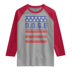 Trump Musk DOGE Raglan Shirt Department Of Government Efficiency Vintage American Flag Stripes TS11 Sport Gray Red Print Your Wear
