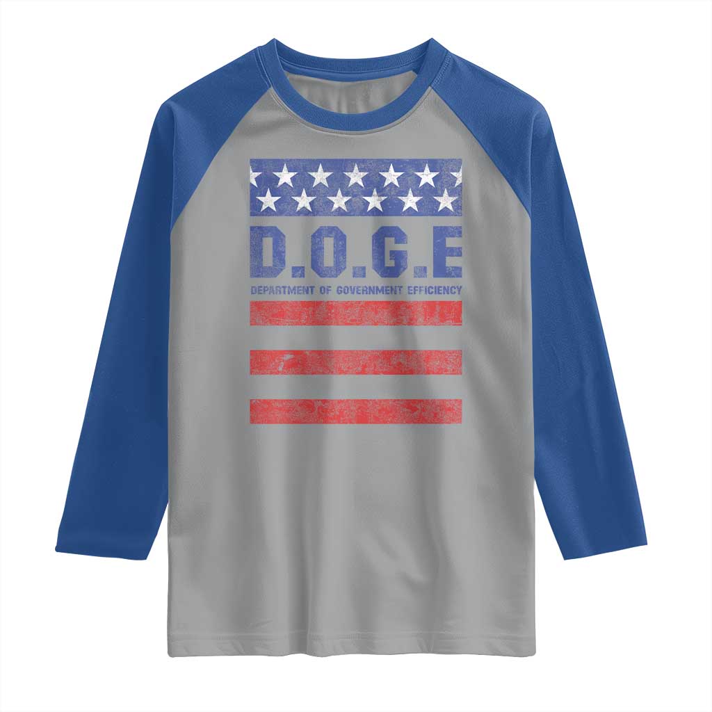 Trump Musk DOGE Raglan Shirt Department Of Government Efficiency Vintage American Flag Stripes TS11 Sport Gray Royal Print Your Wear