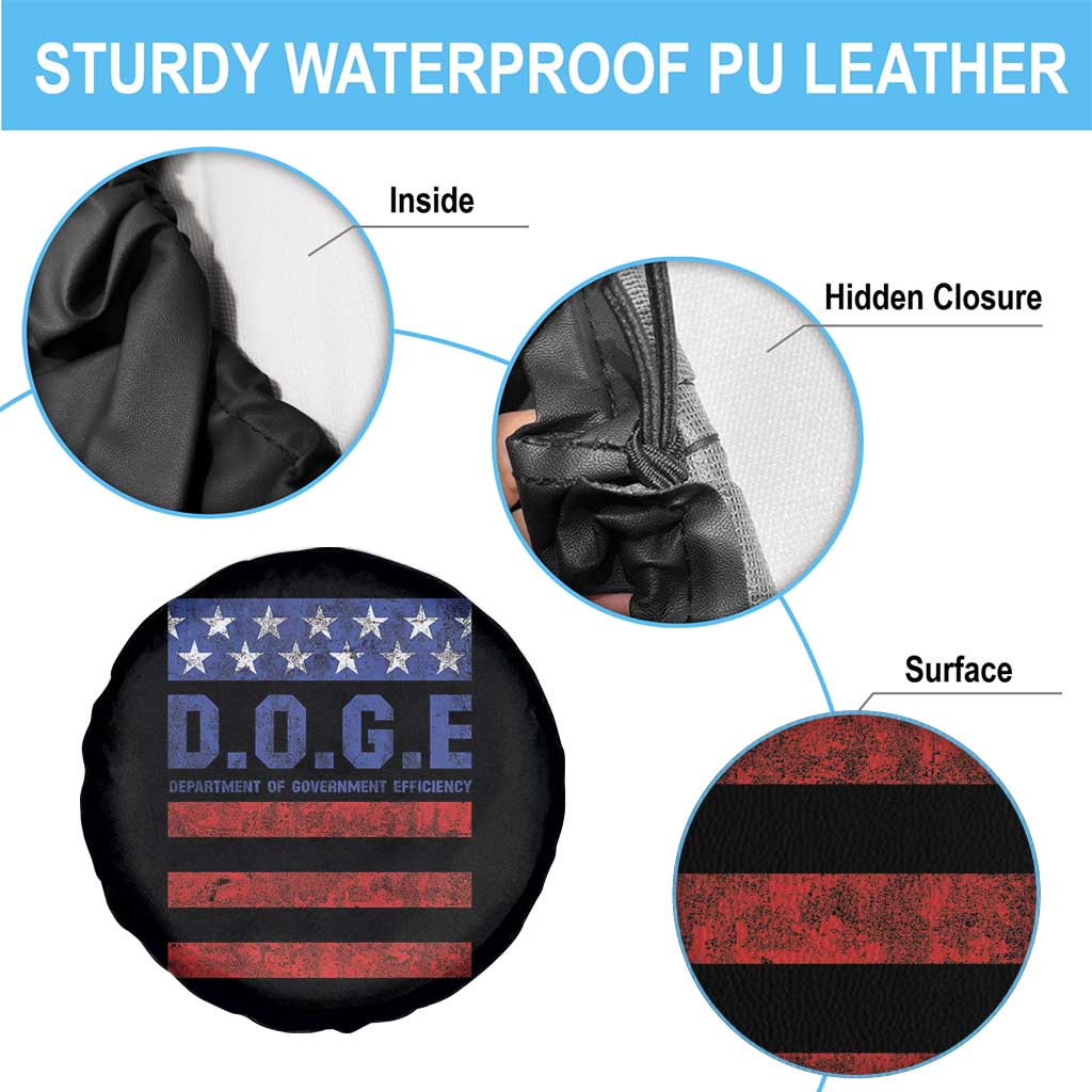 Trump Musk DOGE Spare Tire Cover Department Of Government Efficiency Vintage American Flag Stripes TS11 Print Your Wear