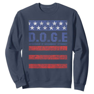 Trump Musk DOGE Sweatshirt Department Of Government Efficiency Vintage American Flag Stripes TS11 Navy Print Your Wear