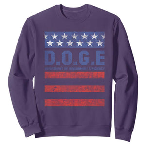 Trump Musk DOGE Sweatshirt Department Of Government Efficiency Vintage American Flag Stripes TS11 Purple Print Your Wear