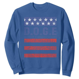 Trump Musk DOGE Sweatshirt Department Of Government Efficiency Vintage American Flag Stripes TS11 Royal Blue Print Your Wear