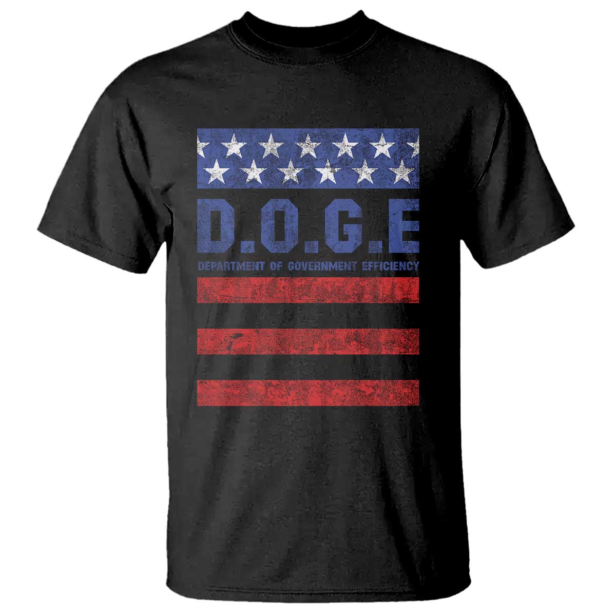 Trump Musk DOGE T Shirt Department Of Government Efficiency Vintage American Flag Stripes TS11 Black Print Your Wear