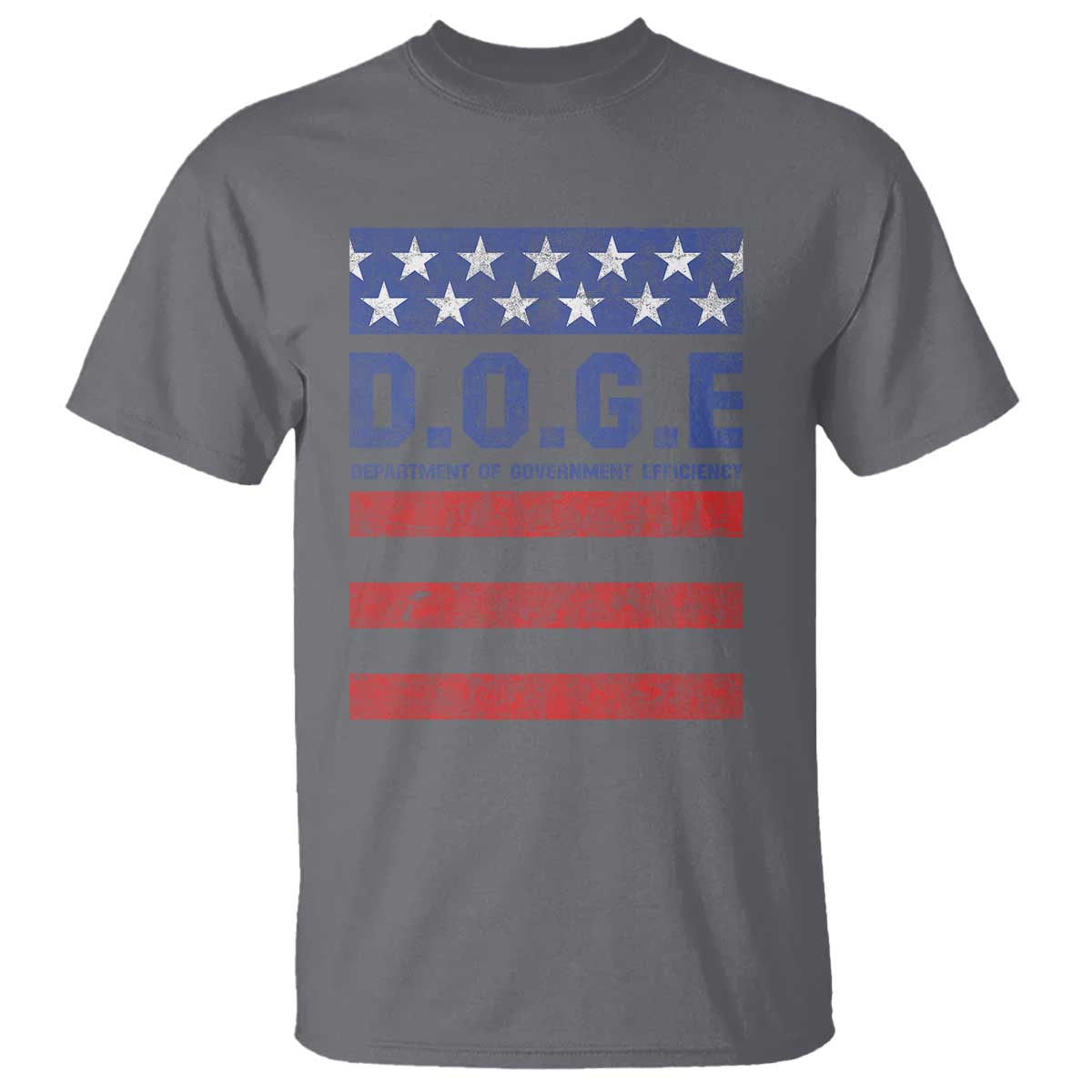 Trump Musk DOGE T Shirt Department Of Government Efficiency Vintage American Flag Stripes TS11 Charcoal Print Your Wear