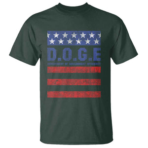 Trump Musk DOGE T Shirt Department Of Government Efficiency Vintage American Flag Stripes TS11 Dark Forest Green Print Your Wear