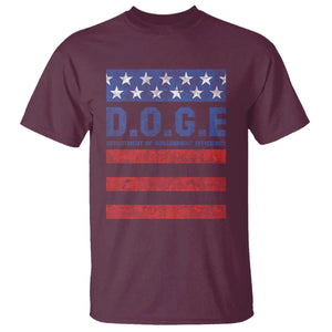 Trump Musk DOGE T Shirt Department Of Government Efficiency Vintage American Flag Stripes TS11 Maroon Print Your Wear