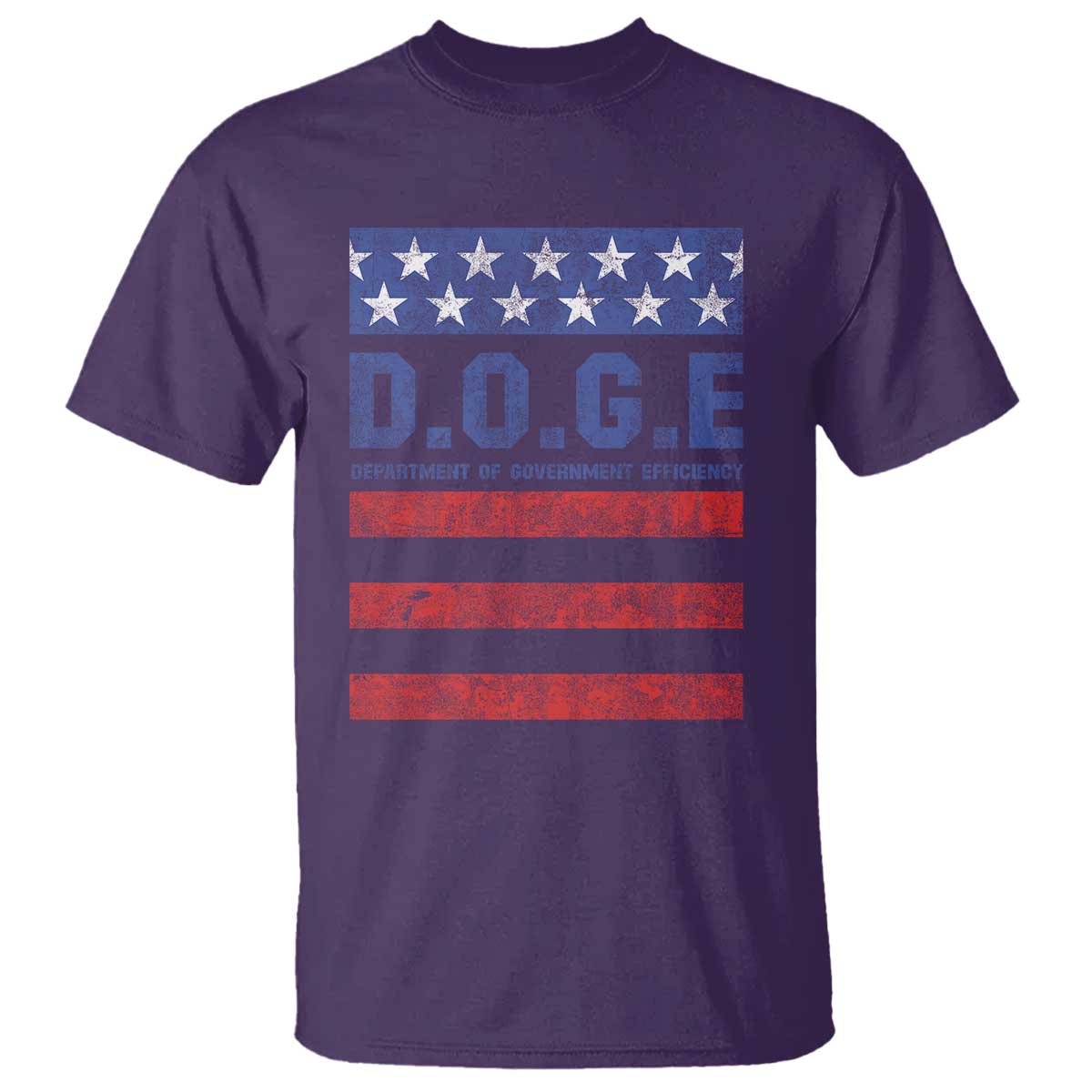 Trump Musk DOGE T Shirt Department Of Government Efficiency Vintage American Flag Stripes TS11 Purple Print Your Wear