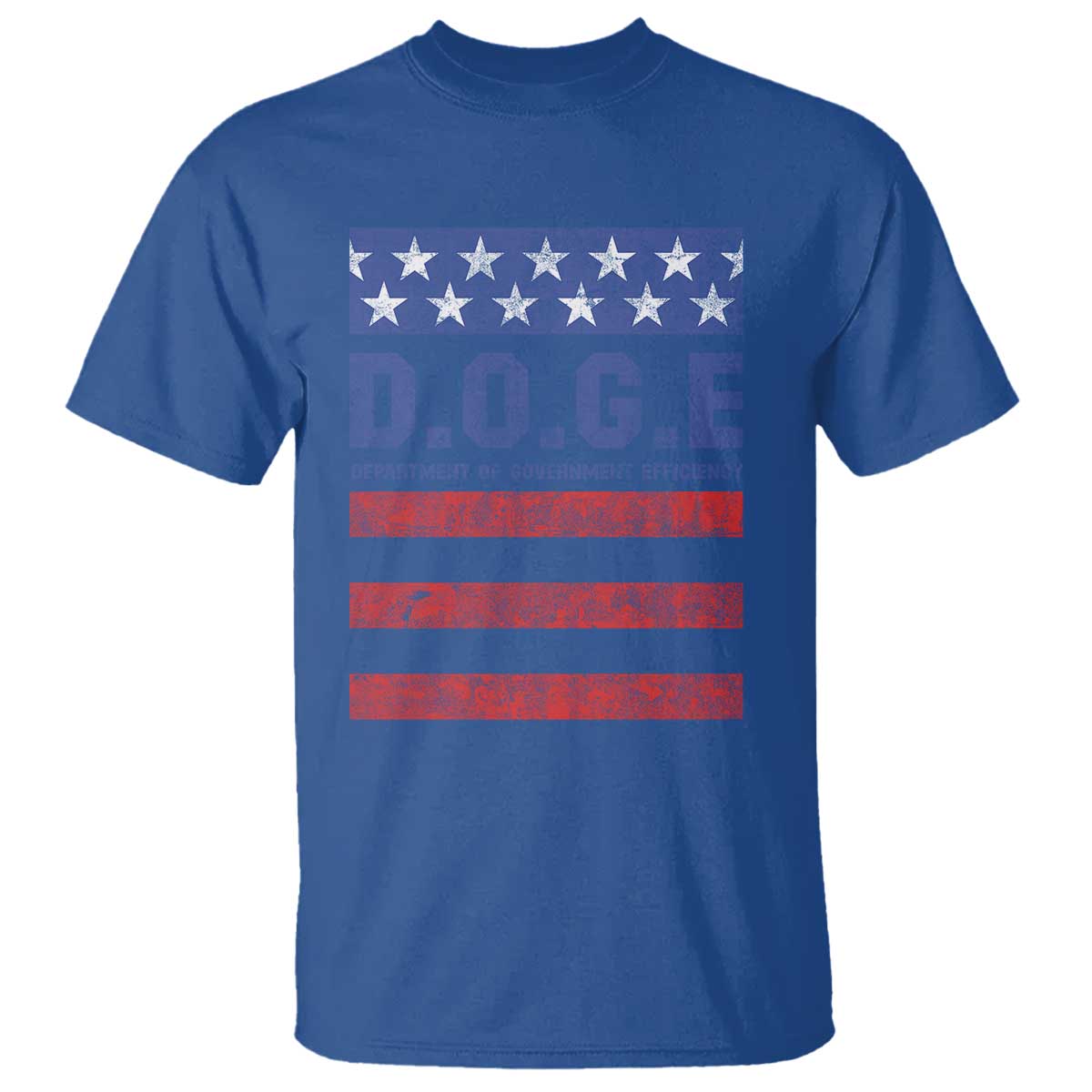 Trump Musk DOGE T Shirt Department Of Government Efficiency Vintage American Flag Stripes TS11 Royal Blue Print Your Wear