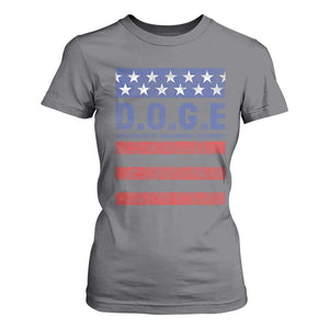 Trump Musk DOGE T Shirt For Women Department Of Government Efficiency Vintage American Flag Stripes TS11 Charcoal Print Your Wear