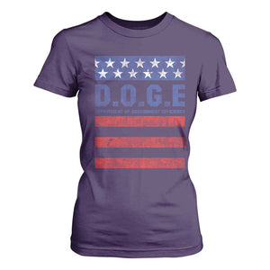 Trump Musk DOGE T Shirt For Women Department Of Government Efficiency Vintage American Flag Stripes TS11 Purple Print Your Wear