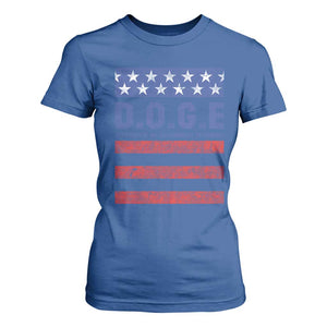 Trump Musk DOGE T Shirt For Women Department Of Government Efficiency Vintage American Flag Stripes TS11 Royal Blue Print Your Wear