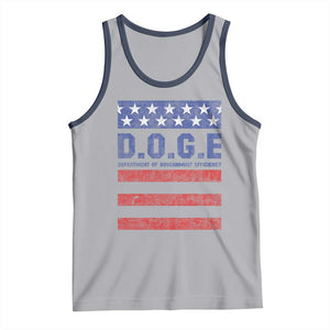 Trump Musk DOGE Tank Top Department Of Government Efficiency Vintage American Flag Stripes TS11 Athletic Heather Navy Print Your Wear